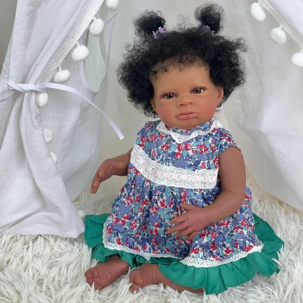 🆕20inch Soft Cloth Body  African American Poseable Limbs Lanny Doll Reborn Baby